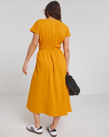 Native Youth Orange Tie Front Detail Seersucker Midi Dress