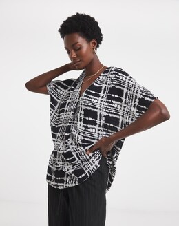 Printed Crinkle Tunic Top
