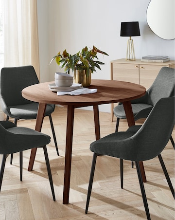 Oslo Round Dining Table with 4 Etta Fabric Chairs