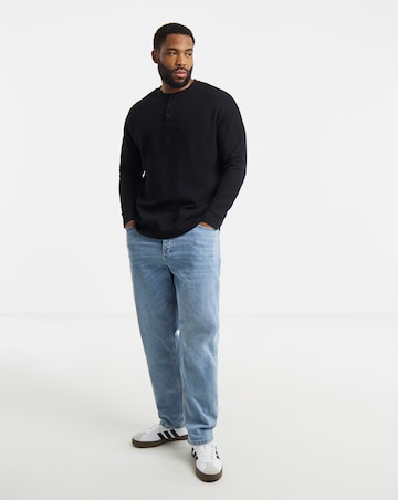 Jack & Jones Textured Henley - Black