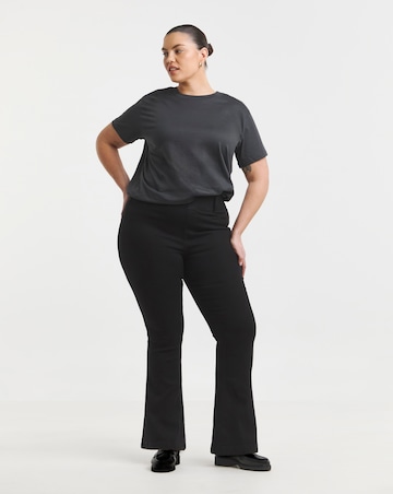 Black Stretch Flared Pull On Jeggings