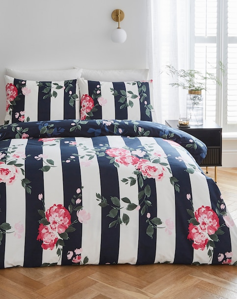 Joanna Hope Ascott Floral Stripe Reversible Duvet Cover Set