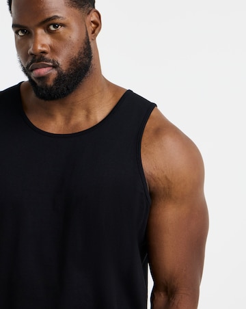 5 Pack Pure Cotton Black Vests Long