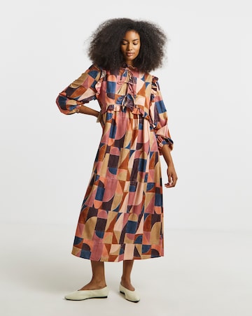 Native Youth Textured Tie Detail Printed Maxi Dress