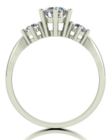 9ct White Gold 1ct Total Eq Moissanite Solitaire Ring with Moissanite Shoulders
