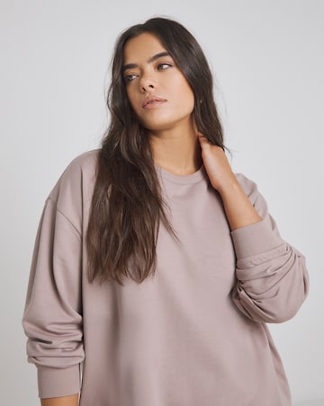 Mocha Relaxed Fit Midi Sweat Dress With Pockets