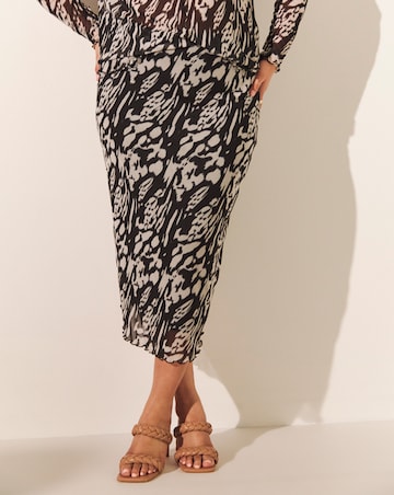 Tie Dye Mesh Overlay Midi Skirt