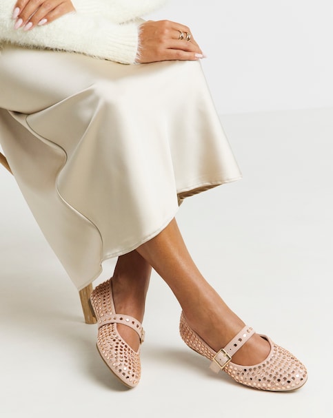 Addison Diamante Mary Jane Shoes - Wide Fit (E)