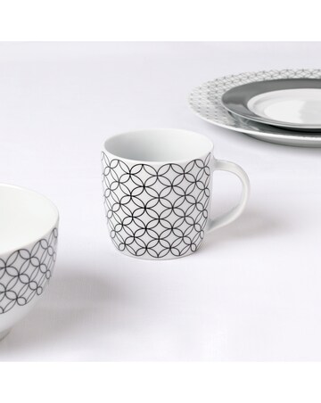 Waterside Black Geo 16 Piece Dinner Set