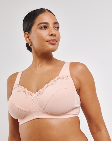 Pretty Secrets (2 Pack) Non Wired Cotton Rich Bras (B-G) White/Blush
