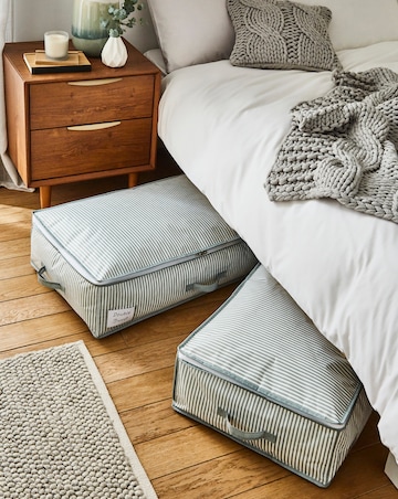 Set of 2 Striped Underbed Storage Bag