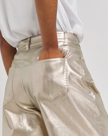 Simply Be X Twisted Wunder Gold Metallic Wide Leg Jeans