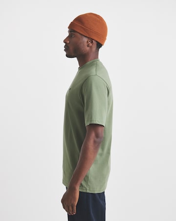 Union Embroid T-Shirt Long Length-Olive