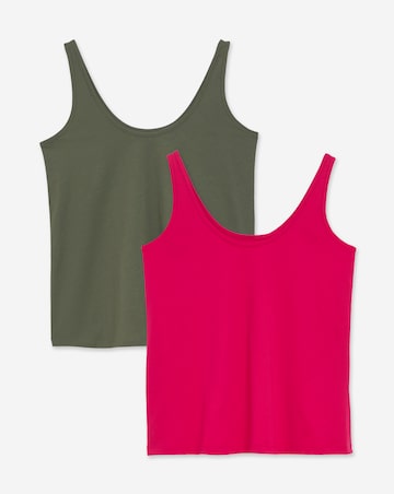 Khaki & Pink 2 Pack of Slouchy Vests