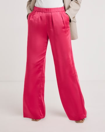 Pink Satin Trousers with Pull On Waist