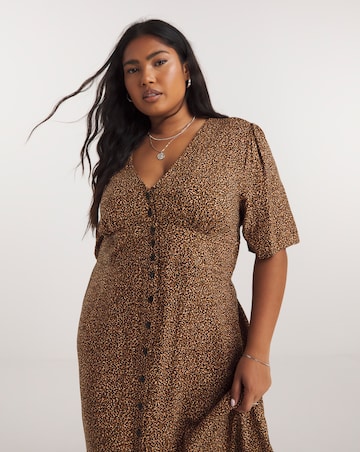 Nobody's Child Alexa Shirring V Neck Midi Dress