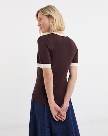 Contrast Tipping Knitted T-shirt