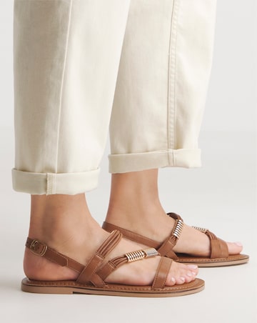Mona Leather Hardware Gladiator Sandal - Extra Wide Fit (EEE)