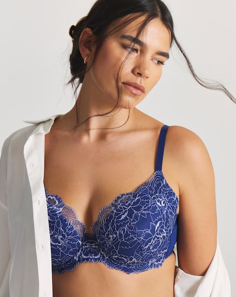 Pretty Secrets Ella Padded Plunge Wired Bra (B-G) Blue