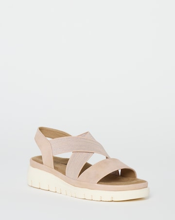 Cushion Walk Rose Gold Shimmer Stretch Strap Flatforms - Extra Wide Fit (EEE)