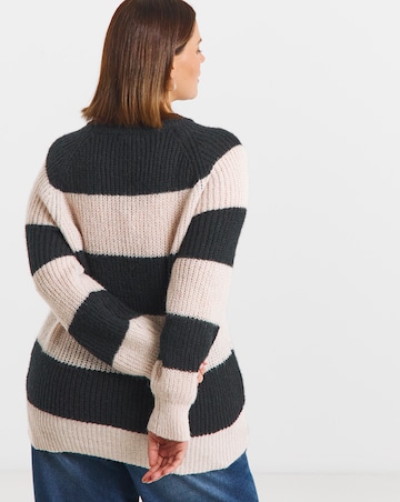Simply Be Monochrome Stripe Fluffy Jumper
