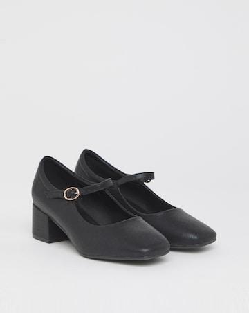Heavenly Soles Patricia Block Heel Mary Janes - Wide Fit (E)