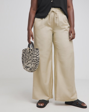 Stone Easy Care Linen Mix Wide Leg Trouser