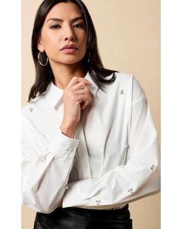 Little Mistress White Embellished Shirt