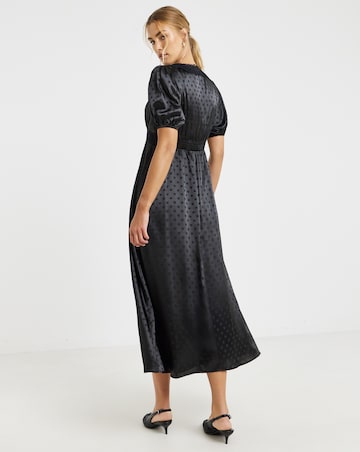 Lovedrobe Lace Trim Satin Jaquard Midaxi