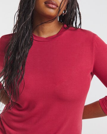 Red Long Sleeve Soft Rib Top