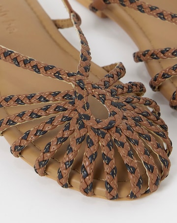 Latrice Leather Woven Detailing Flat Shoes - Extra Wide Fit (EEE)