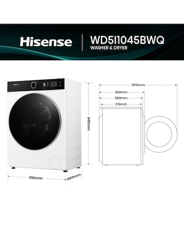 Hisense KitchenFit 5i Series WD5I1045BWQ 10.5kg/6kg Washer Dryer - White