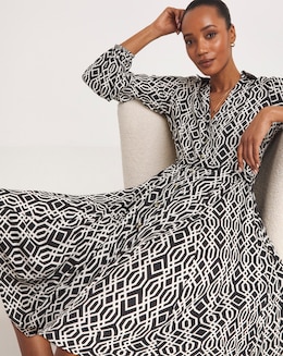 Long Sleeve Belted Swing Shirt Dress