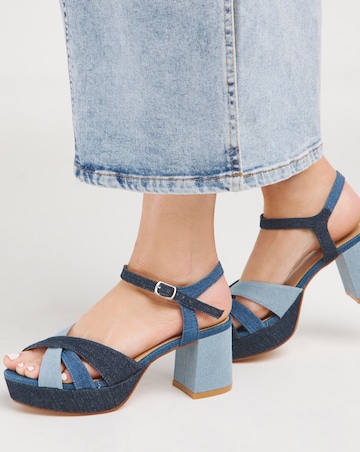 Francine Strap Detail Block Heel Platform Sandal - Wide Fit (EEE)
