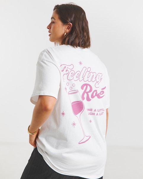 Simply Be White Feeling Rose Graphic T-Shirt