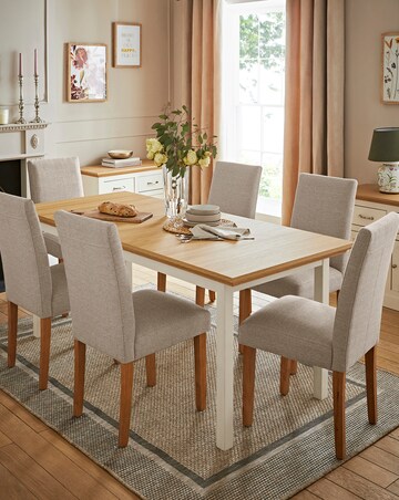 Julipa Ashford Extending 6 to 8 Seater Table with 6 Ava Fabric Chairs
