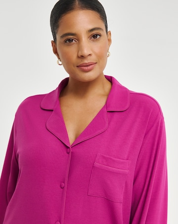 Pretty Secrets Supersoft Ribbed Button Through Pyjama Set