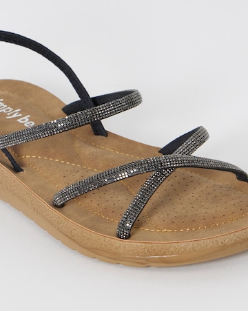 Bianca Sparkly Strapped Comfort Sandals - Extra Wide Fit (EEE)