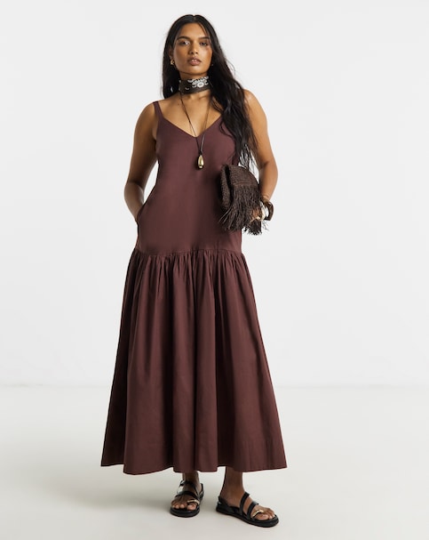 Chocolate Cotton Cami  Dress