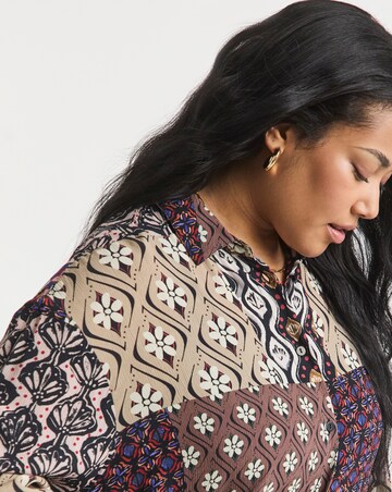 Simply Be Patchwork Print Crinkle Shirt