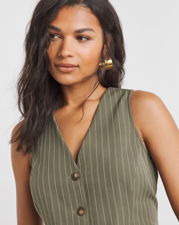 Khaki Pinstripe Tailored Co-ord Waistcoat