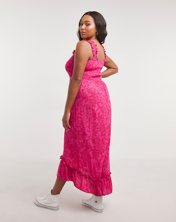 Pink Floral Crinkle Maxi Dress