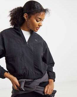 PUMA Her Relaxed Woven 1/2 Zip Crew