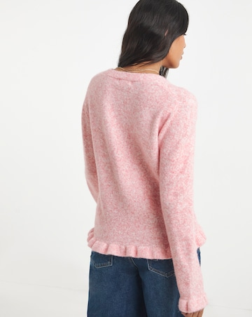Pink Frill V-Neck Cardigan