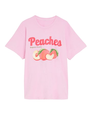 Simply Be Pink Peaches Slogan T-Shirt