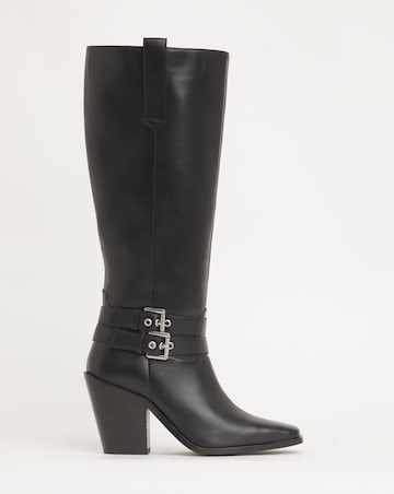 Roux Leather Western Knee High Heeled Boots Wide E Fit Curvy Calf