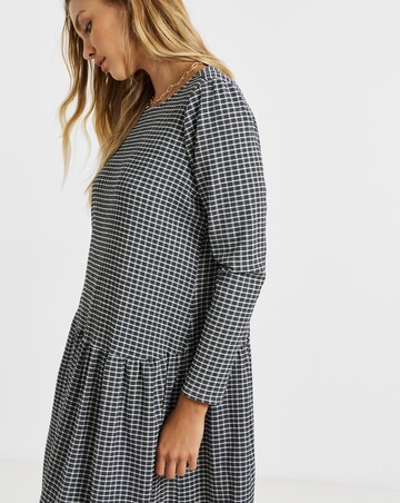 Simply Be Mono Jersey Check Drop Waist Midi Dress