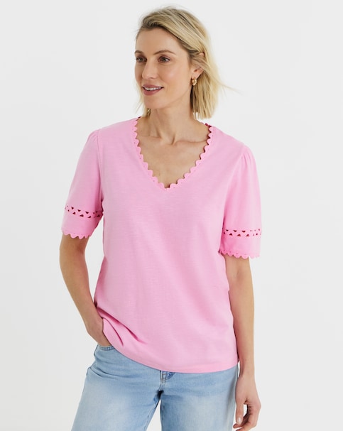 Pink Ric-Rac Short Sleeve Top