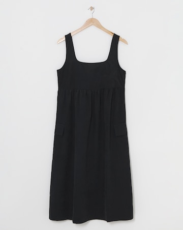 Black Cargo Utility Midi Dress