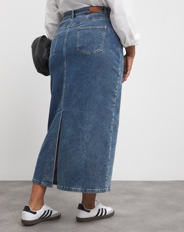 Stone Blue Column Maxi Skirt